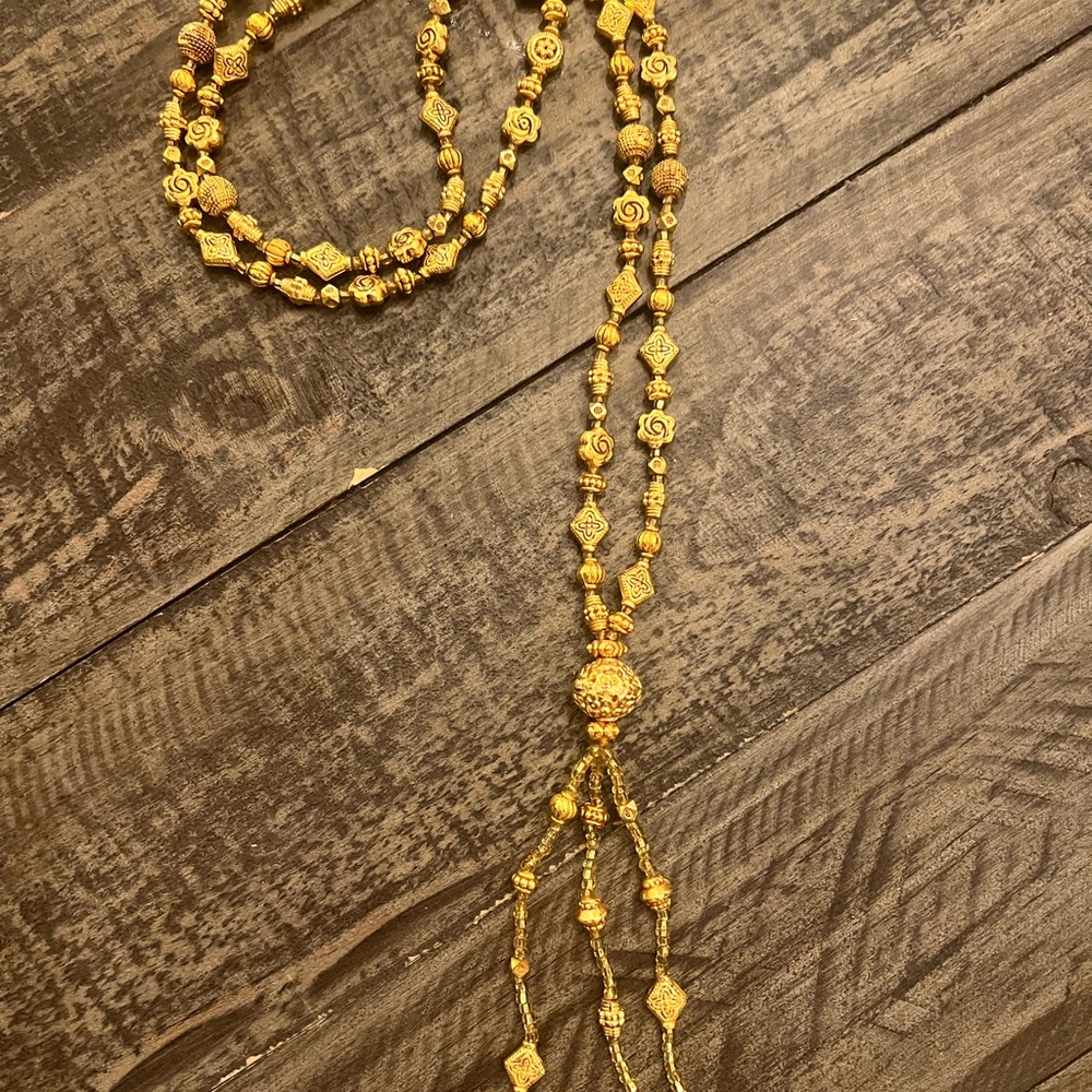 Elegant Gold Beaded Mala 22k gold plated Necklace. NEW without tags